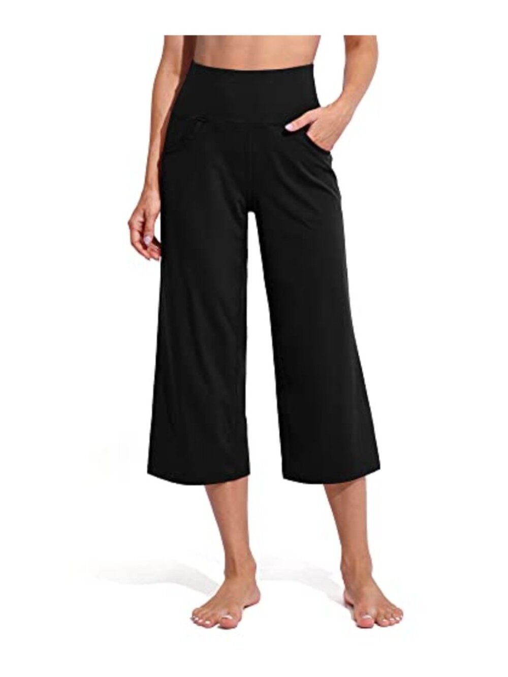 Wide Leg Yoga Capri Pants High Waisted with Pockets